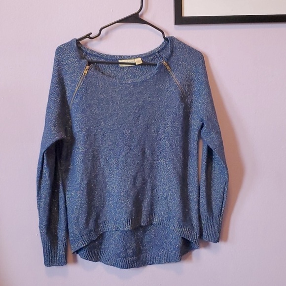 Bisou Bisou by Michele Bohbot Long Sleeve Top – Blue & Sparkly – Size S - Picture 1 of 4